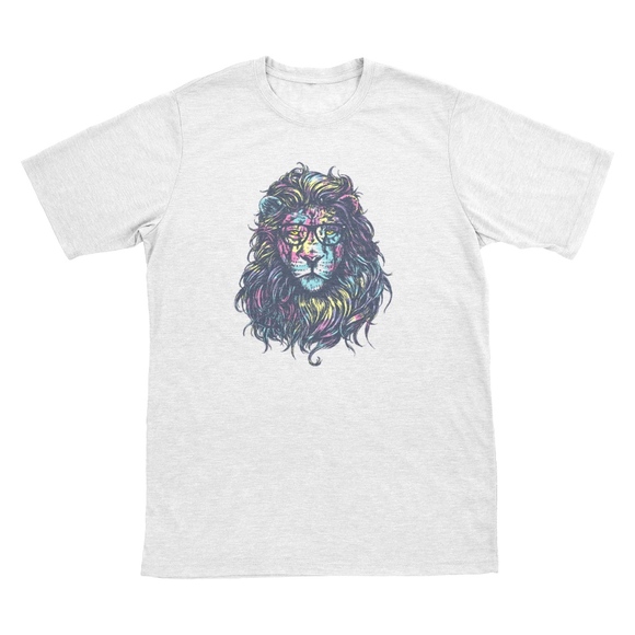 Custom Unisex Lion 80's retro t-shirt  graphic Tee - Picture 2 of 2